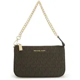 Michael Kors Handtasche Jet Set Medium Chain Pouchette Lux MK Signature Brown Braun Damen