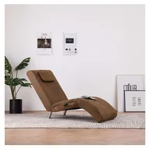 vidaXL Chaiselongue mit Massagefunktion Kunstleder 64 x 73 x 93 cm Braun mit Kissen