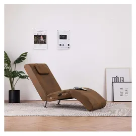 vidaXL Chaiselongue mit Massagefunktion Kunstleder 64 x 73 x 93 cm Braun mit Kissen