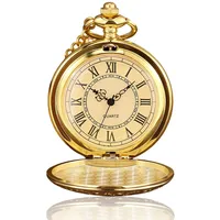 Litinliv Taschenuhr, Vintage Römische Ziffern Skala Pocket Watch, Taschenuhr mit Kette, Klassische Taschenuhren für Herren Damen Weihnachten Kostüm Zubehör Geburtstag Jahrestag Geschenk - Gold