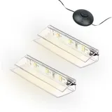 Kalb Material Für Möbel kalb | LED Glaskantenbeleuchtung Ambilux Clip transparent 3000K 5000K 1-10 Sets für Glasböden 4-10mm Fußschalter Glasbodenbeleuchtung erweiterbar um Dimmer/Controller Plug & Play (warmweiß, 2er Set)
