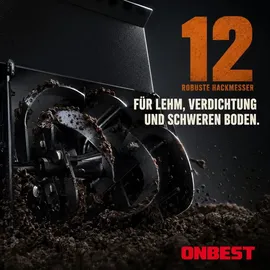onbest T4150 5,6 PS Benzin-Motorhacke 53 cm Arbeitsbreite 35 cm Arbeitstiefe 12 Hackmesser