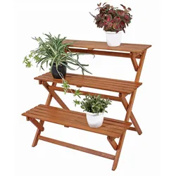 Pflanztreppe CAMBRIA 3 Etagen klappbar Eukalyptus Veranda Balkon Terrasse braun