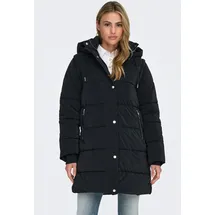 Only "ONLDIXIE LIFE 2IN1 PUFFER COAT CC OTW", Damen, Gr. S, schwarz (schwarz detail:with silber trim), Steppware, Obermaterial: 100% Polyester, unifarben, regular fit ca. Mitte Oberschenkel, Rippbündchen, Mäntel Steppmantel, Kunstfaser