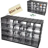 GarPet 2x Kleinteilemagazin Sortimentskasten 15 Fach Sortierkasten für Kleinteile Organizer Schrauben Sortierbox Sortimentsboxen