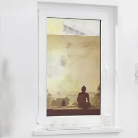 Lichtblick Fensterfolie Tempel Borobudur 1 St., blickdicht, strukturiertKlebepunkte, selbstklebend, Sichtschutz orange B/L: ca. 100x130 cm
