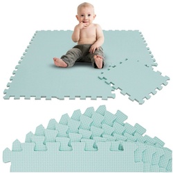 LittleTom Puzzlematte 9 Teile Spielmatte Baby Puzzlematte Krabbelmatte, 30x30cm Bodenmatte Kinderzimmer grün