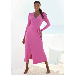 LASCANA Strickkleid, Loungekleid zum wickeln mit Taillengürtel, Loungewear LASCANA pink 40/42