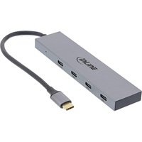 InLine USB 3.2 Gen.2 Hub (10Gb/s), 4 Port USB-C, OTG, Aluminiumgehäuse, grau, ohne Netzteil