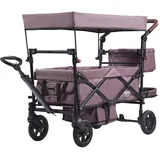 Vevor Buggy für 2 Kinder, zusammenklappbarer Push-Pull-Kinderwagen mit verstellbarem Griff, umlaufendem Gurt, abnehmbarem Verdeck, 4 Rädern mit Bremsen, multifunktionaler Tandem-Kinderwagen