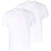 GÖTZBURG T-Shirt mit V-Ausschnitt im 2er-Pack Modell 'PURE COTTON', Weiss, L