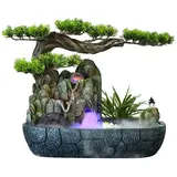 Zimmerbrunnen/Wasserbrunnen Zimmerwasserbrunnen Harz Chinesischer Kunstbaum Steingarten Tischbrunnen Mit Rollender Kugel Zen-Brunnen Für Heimbüro Schlafzimmer Schreibtischdekoration Tischwasserbrunne