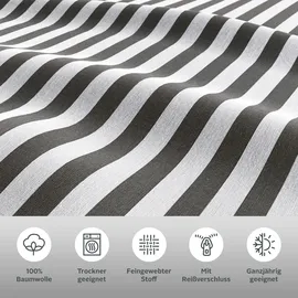 LeGer Home by Lena Gercke Bettwäsche "Linnea", grau (anthrazit), B/L: 155cm x 220cm, 1 Stk., 1 Stk., Renforcé, B/L: 80cm x 80cm, 2, Renforcé, Obermaterial: 100% Baumwolle, LEGER HOME BY LENA GERCKE, Bettwäsche, Bettwäsche, aus 100% Baumwolle, Streifendesign