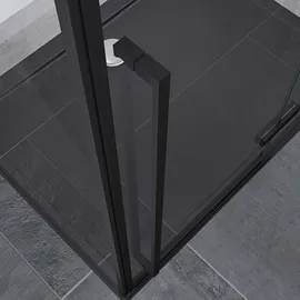 mai & mai Eckdusche mit Drehtür rechts 75 x 120 cm Schwarz Klarglas Rav64K