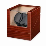Tekoo Uhrenbeweger Automatischer Uhrenbeweger für 2 Uhren Holzoptik Leise & USB, (Packung), Antimagnetische Bauweise, Hochglanz-Holzoptik braun|rot