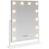 vidaXL Kosmetikspiegel, LED Schminkspiegel Weiß 44 x 10 x 53 cm Glas und Stahl