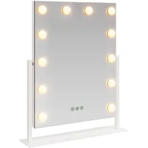 vidaXL Kosmetikspiegel, LED Schminkspiegel Weiß 44 x 10 x 53 cm Glas und Stahl