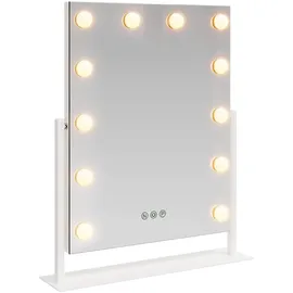 vidaXL Kosmetikspiegel, LED Schminkspiegel Weiß 44 x 10 x 53 cm Glas und Stahl