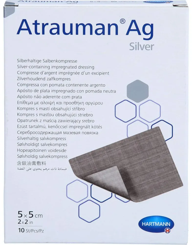 ATRAUMAN Ag 5x5 cm steril Kompressen 10 St