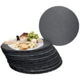 MamboCat Servierplatte 12x Schieferplatten rund Ø30cm Untersetzer Pizza-Teller Servierplatte, Schiefer schwarz