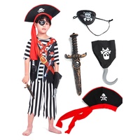 IKALI Kinder Piraten kostüme, Kleinkind Jungen Stripey High Seas Caribbean Buccaneer Kostüm Outfit für Party 6-8 Jahre