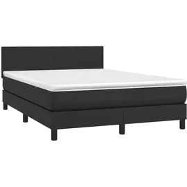 vidaXL Boxspringbett mit Matratze Schwarz 140x200 cm Kunstleder
