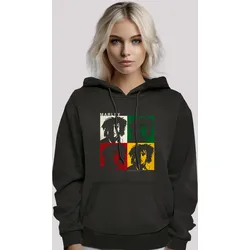 Kapuzenpullover F4NT4STIC "Bob Marley Reggae Music Colour Blocks", Damen, Gr. 4XL, schwarz, Obermaterial: 65% Baumwolle, 35% Polyester, casual, relaxed fit, Langarm, Pullover, Premium Qualität, Band, Logo