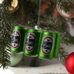 Weihnachtsbaumschmuck SIXPACK Bier Glas inkl. Aufhänger H: 5,1cm grün
