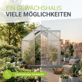 Juskys Gewächshaus Aluminium Grau HKP 4 mm 3,6 m2