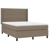 vidaXL Boxspringbett mit Matratze Taupe 140x200 cm Stoff