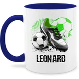 Tasse Tassen 325ml - Personalisiertes Fußballgeschenk mit Namen | Geschenke für Fußballfans | Weihnachtsgeschenke Fußball - 325 ml - Dunkelblau - fussball motiv name und fußballmotiv