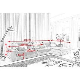 KAWOLA Ecksofa XL Lana Cord Recamiere rechts taupe