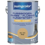 swingcolor 2in1 Flüssigkunststoff / Fußbodenfarbe RAL 1001 6151.D2,5.1001 (Beige, 2,5 l, Seidenmatt)