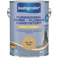 swingcolor 2in1 Flüssigkunststoff / Fußbodenfarbe RAL 1001 6151.D2,5.1001 (Beige, 2,5 l, Seidenmatt)