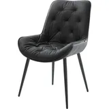 DELIFE Polsterstuhl Taimi-Flex, 4-Fuß konisch Schwarz Echt-Leder Schwarz schwarz 57 cm x 85 cm x 62 cm