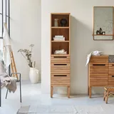 Tikamoon Teak Slats Hochschrank 41 x 180 x 41 cm Beige Massivholz
