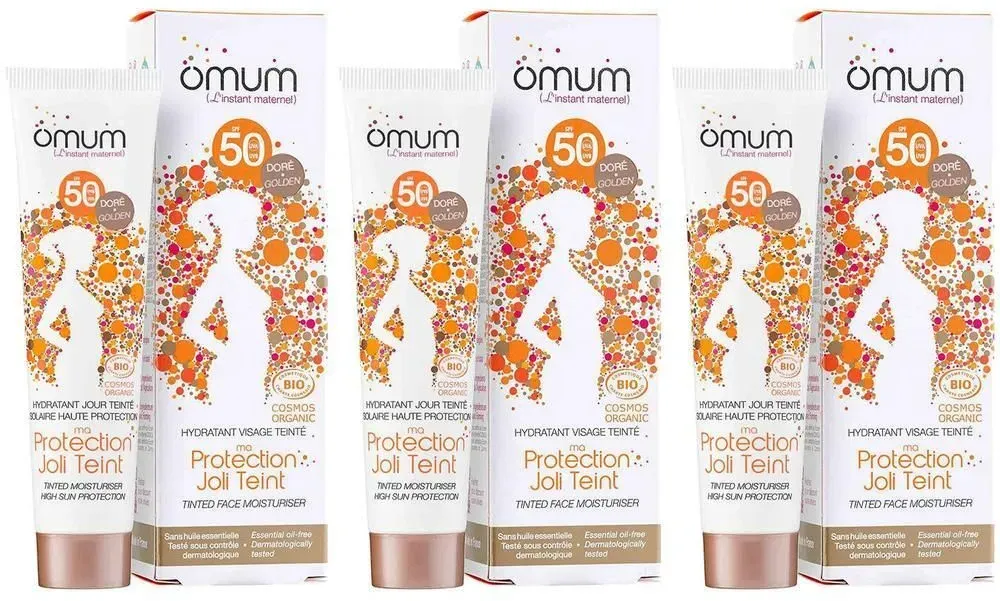 Omum Ma Protection Joli Teint Getinte Hydraterende Crème Dorée Spf50 Bio 3x40 ml Crème