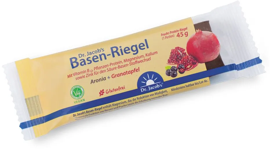 Dr. Jacob's Basen-Riegel Granatapfel Dattel Frucht Protein Vitamin B12 vegan