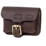 MIKA 28060422 - Gürteltasche S aus Echt Leder/Sattelleder mit unterteiltem Hauptfach und 2 Gürtelschlaufen, Hüfttasche im Querformat, Belt Pouch in Dunkelbraun, Taillentasche ca. 12 x 4 x 9 cm