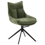 MCA Furniture MCA PARKER 4 Fuß Stuhl Stahl/Stoffbezug 360° drehbar - Oliv / Schwarz