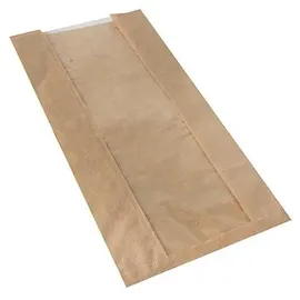 Papstar Sichtstreifenbeutel mit PLA-Fenster "pure" 30 cm x 16 cm x 6 cm braun