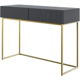Selsey Schminktisch Makeup Tisch Frisiertisch Kosmetiktisch 110 cm Mit 2 Schubladen Veldio Schwarz Goldene Beine