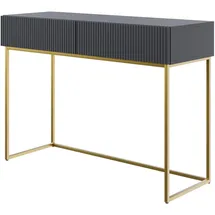 Selsey Schminktisch Makeup Tisch Frisiertisch Kosmetiktisch 110 cm Mit 2 Schubladen Veldio Schwarz Goldene Beine