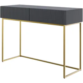 Selsey Schminktisch Makeup Tisch Frisiertisch Kosmetiktisch 110 cm Mit 2 Schubladen Veldio Schwarz Goldene Beine