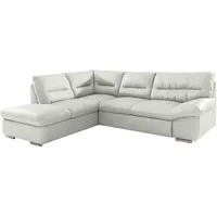 Livetastic Ecksofa, Beige, Leder, Echtleder, Rindleder, 4-Sitzer, Ottomane links, L-Form, 268x216 cm, Made in EU, seitenverkehrt erhältlich, Schlafen auf Sitzhöhe, Rücken echt, Armteil rechts, Wohnzimmer, Sofas & Couches, Wohnlandschaften, Ecksofas