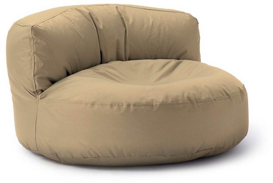 Lumaland Sitzsack Round Sofa Sitzkissen Bean Bag Couch Lounge, inkl. Rückenlehne In-& Outdoor 90x90x50cm beige|braun