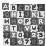 Relaxdays Puzzlematte ABC und Zahlen, 60 Teile, Spielmatte Kinder, BxT: 172x172 cm, unbedenklich, Schaumstoff, weiß-grau