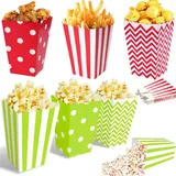 36 Stück Popcorntüten,Popcorn Tüten kleine,Popcorn Box,Party Papiertüte Snackbox Pappe,Popcorn Tüten Behälter Streifen Tupfen Wellenförmige Muster für Filmabend,Party Geburtstag