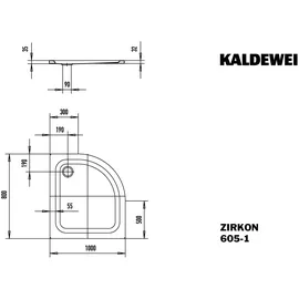 Kaldewei ZIRKON Viertelkreis-Duschwanne, 457000010001
