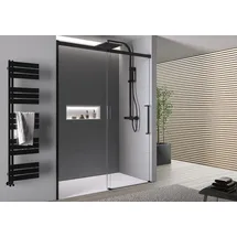 Bernstein Nischendusche mit Schiebetür Soft-Close DX906 flex Schwarz matt - 8 mm Nano Echtglas - 1400mm